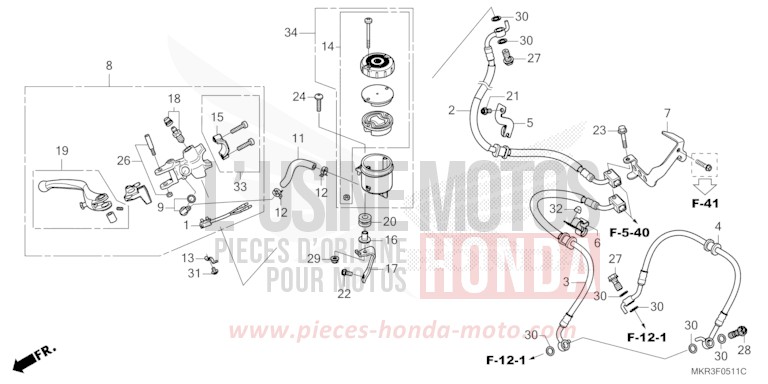 MAITRE-CYLINDRE DE FREIN AVANT CYLINDRE (CBR1000SP) de CBR1000RR SP SP1 SP2 PEARL GLARE WHITE (NHB53) 2022